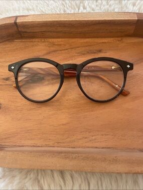 Round Reader Glasses Black/Simulated Wood Grain +1.75